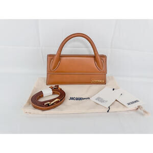 Jacquemus Le Chiquito Long Light Brown Leather Top Handle Crossbody Bag New